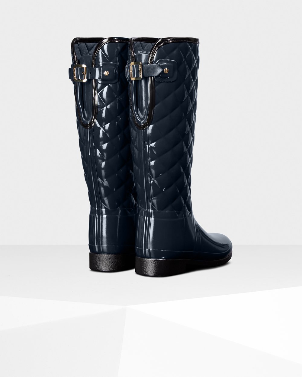 Botas de Lluvia Altas Hunter Mujer - Refined Adjustable Quilted Gloss - Azul Marino - TENJORS-54